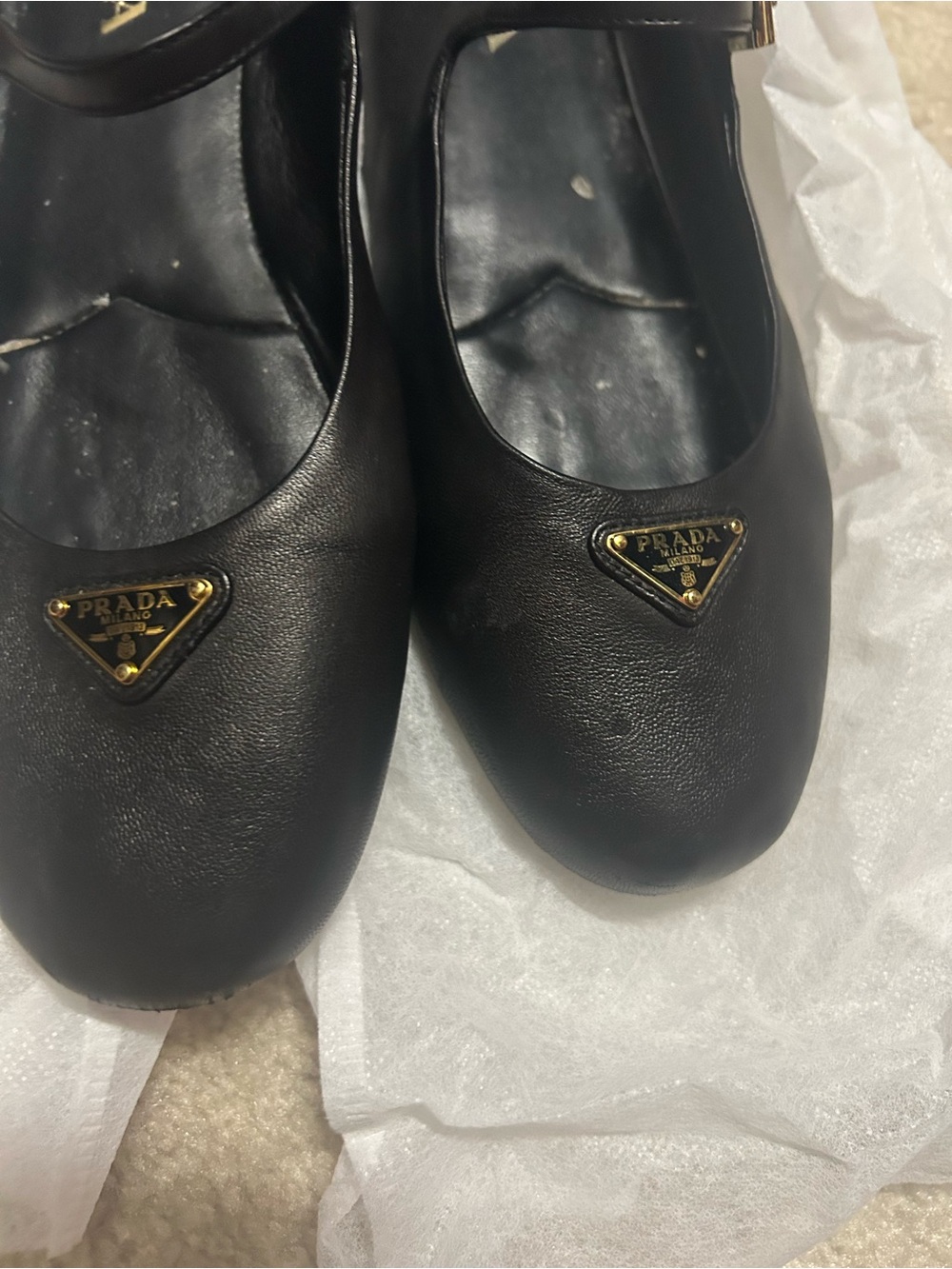 AUTHENTIC PRADA black leather Mary Jane flats. - Picture 8 of 16